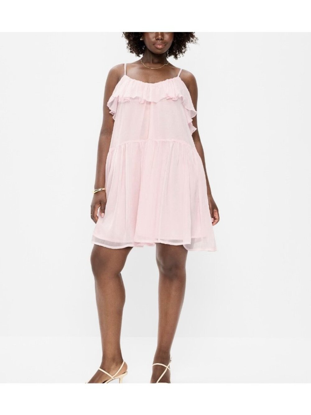 Old Navy Womens L Ruffle Front Flounce Mini Dress Large NWT Pink Blush